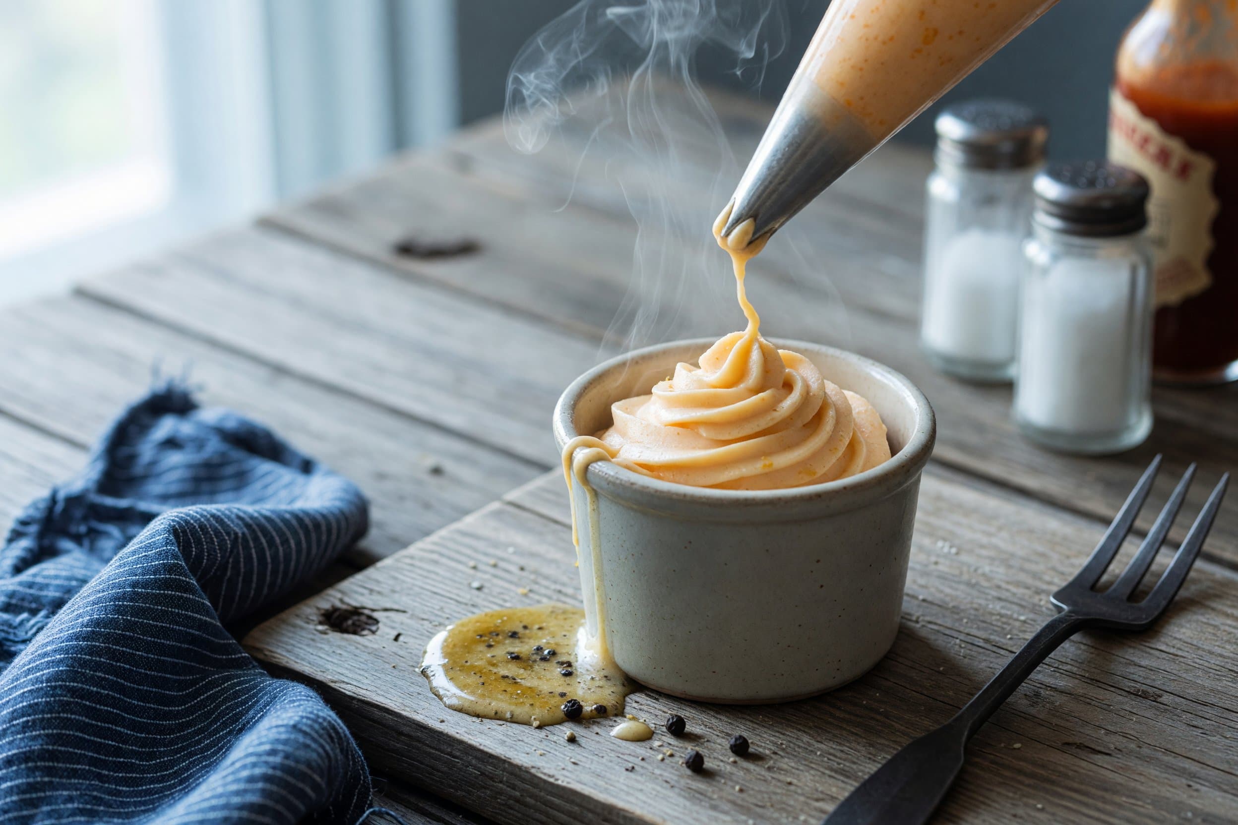 For a pretty presentation, transfer to a piping bag with a star shaped tip while preparing Orange Whip (like Disney World)