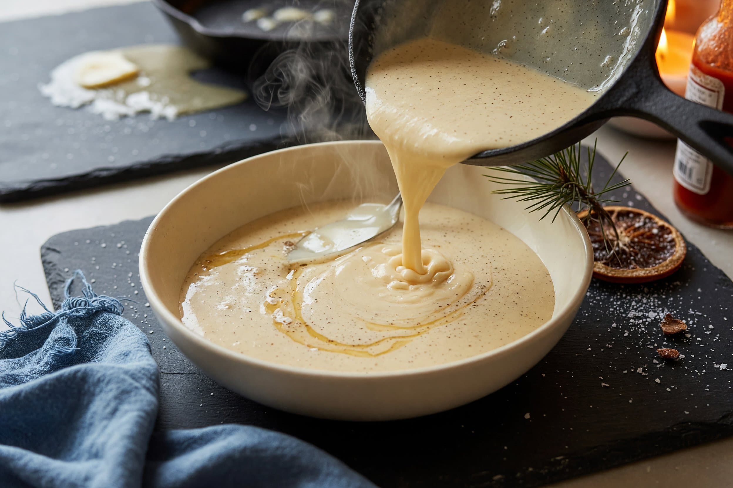Transfer this back to the stove top and bring to a simmer again and let thicken while preparing Easy Classic Egg Nog Recipe