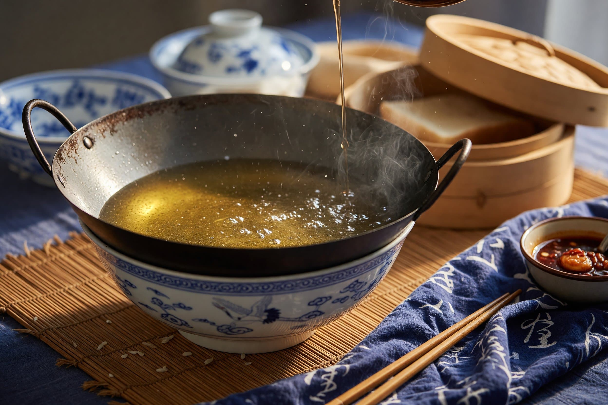 Heat up your frying oil in a large pot to 350℉ while preparing Hong Kong French Toast