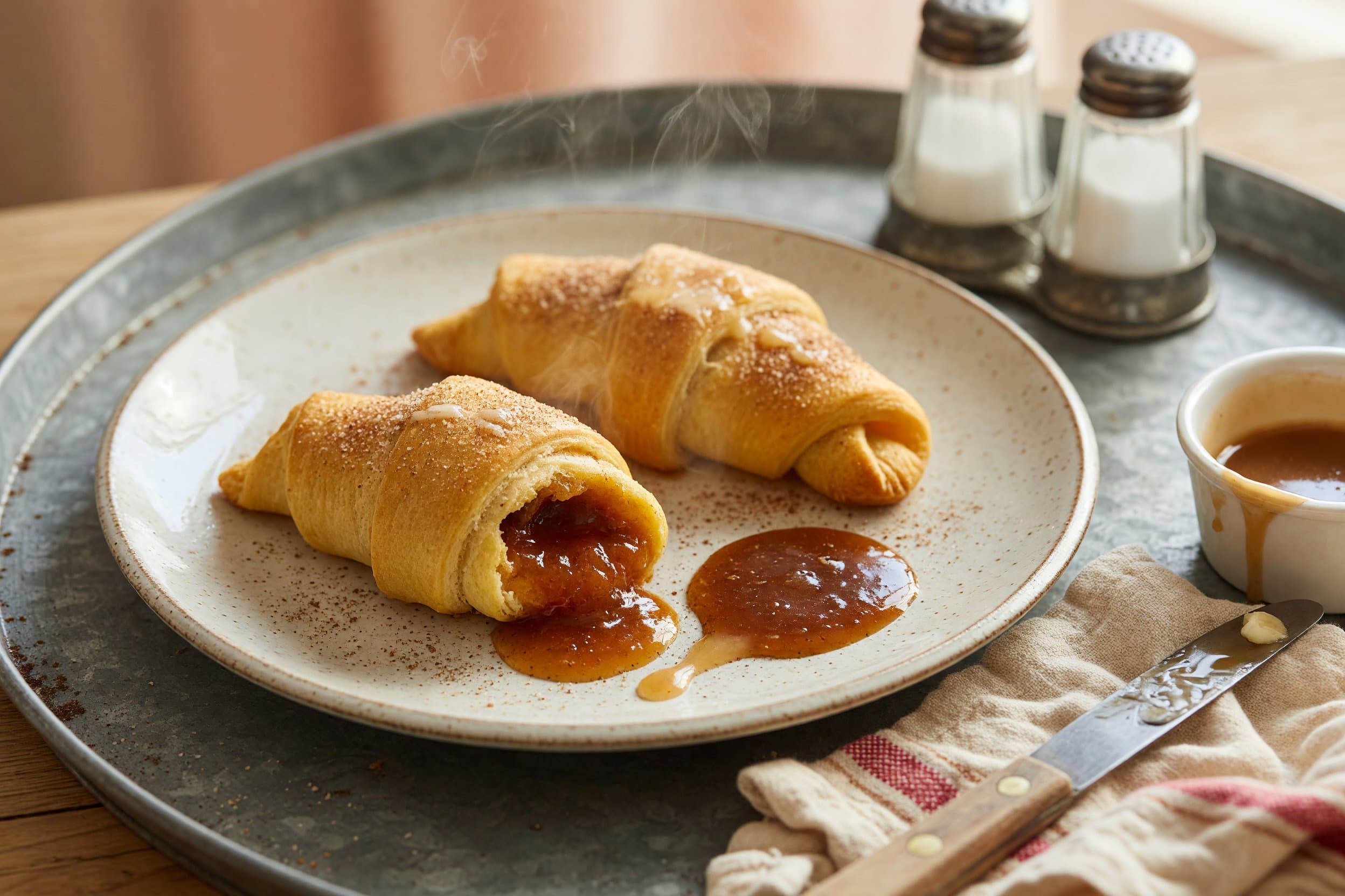 Let the crescent rolls cool for 4-5 minutes and then enjoy! while preparing Pumpkin Pie Stuffed Crescent Rolls