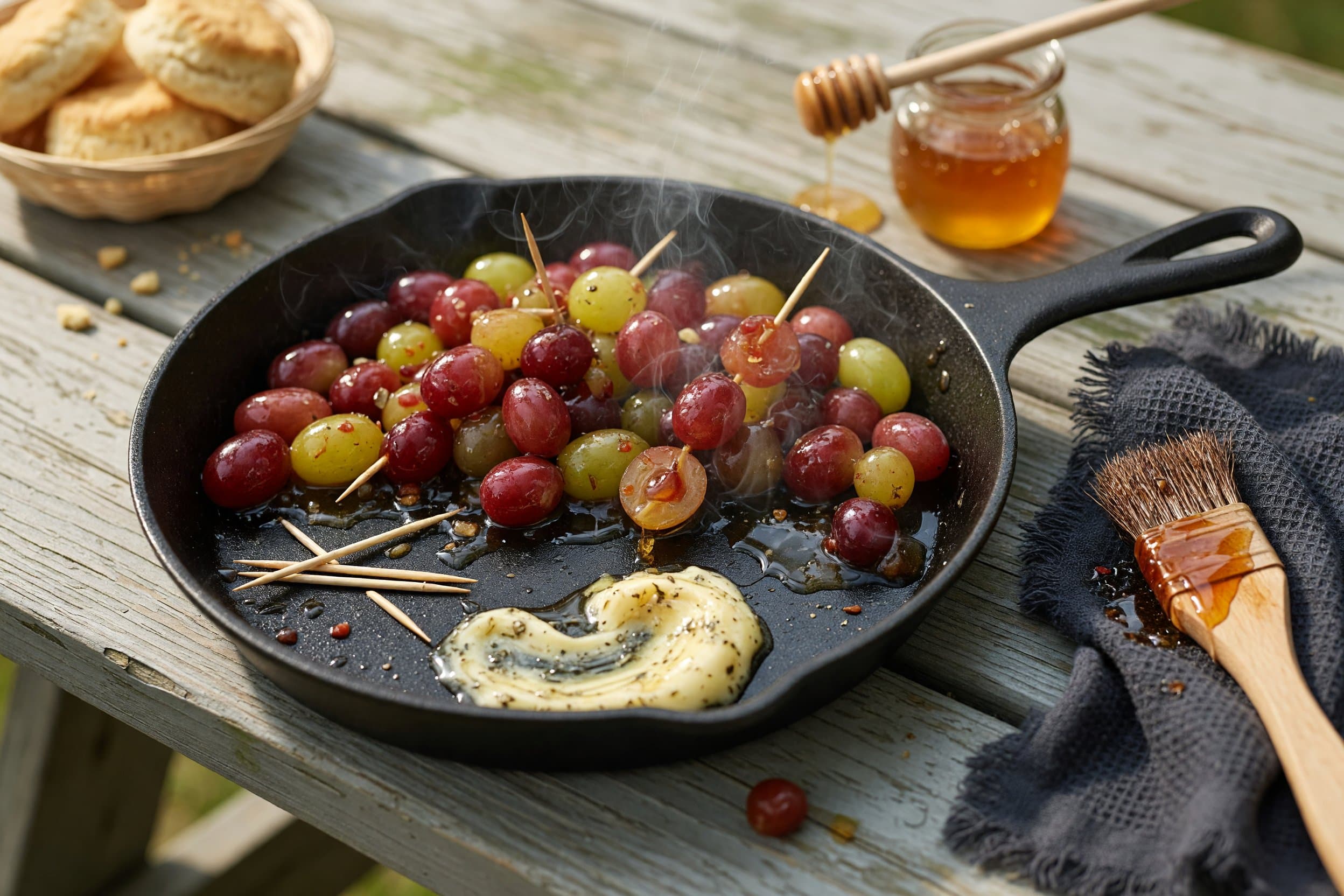 Remove the grapes from the fridge and toothpicks and place in a bowl and enjoy! while preparing Sweet and Sour Grapes