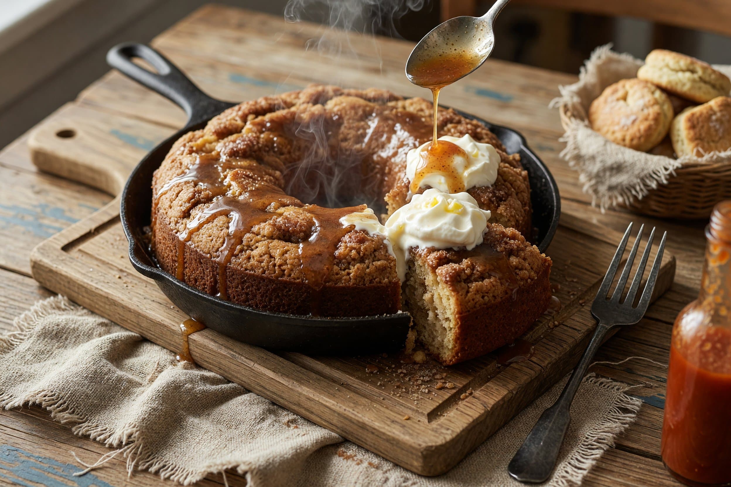 Serve this cake warm with some fresh whipped cream and enjoy! while preparing Apple Cider Donut Cake