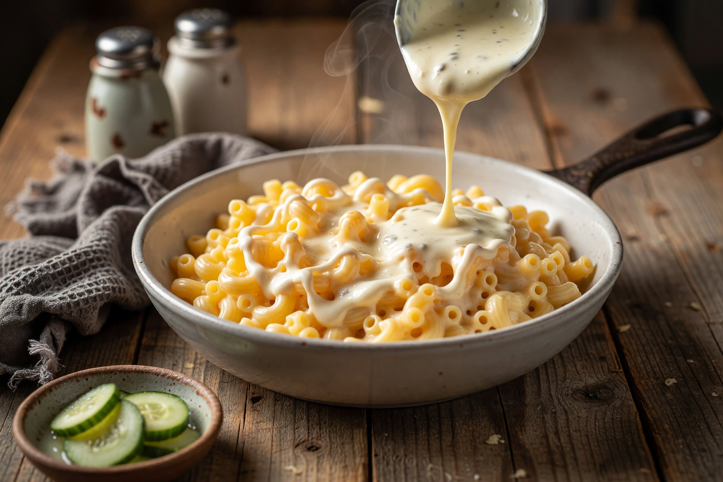 Bake at 325 degrees for 15 minutes while preparing Panera Mac & Cheese Recipe