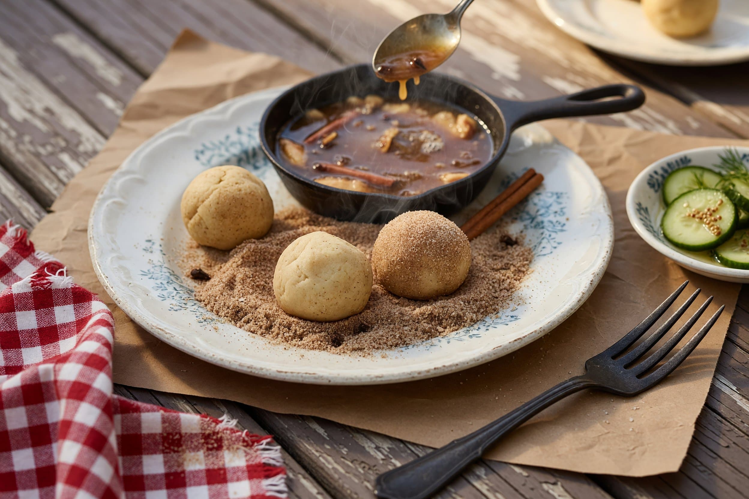 Roll your cookie dough into some balls and then coat in your cinnamon sugar and while preparing Spiced Apple Cider Cookies