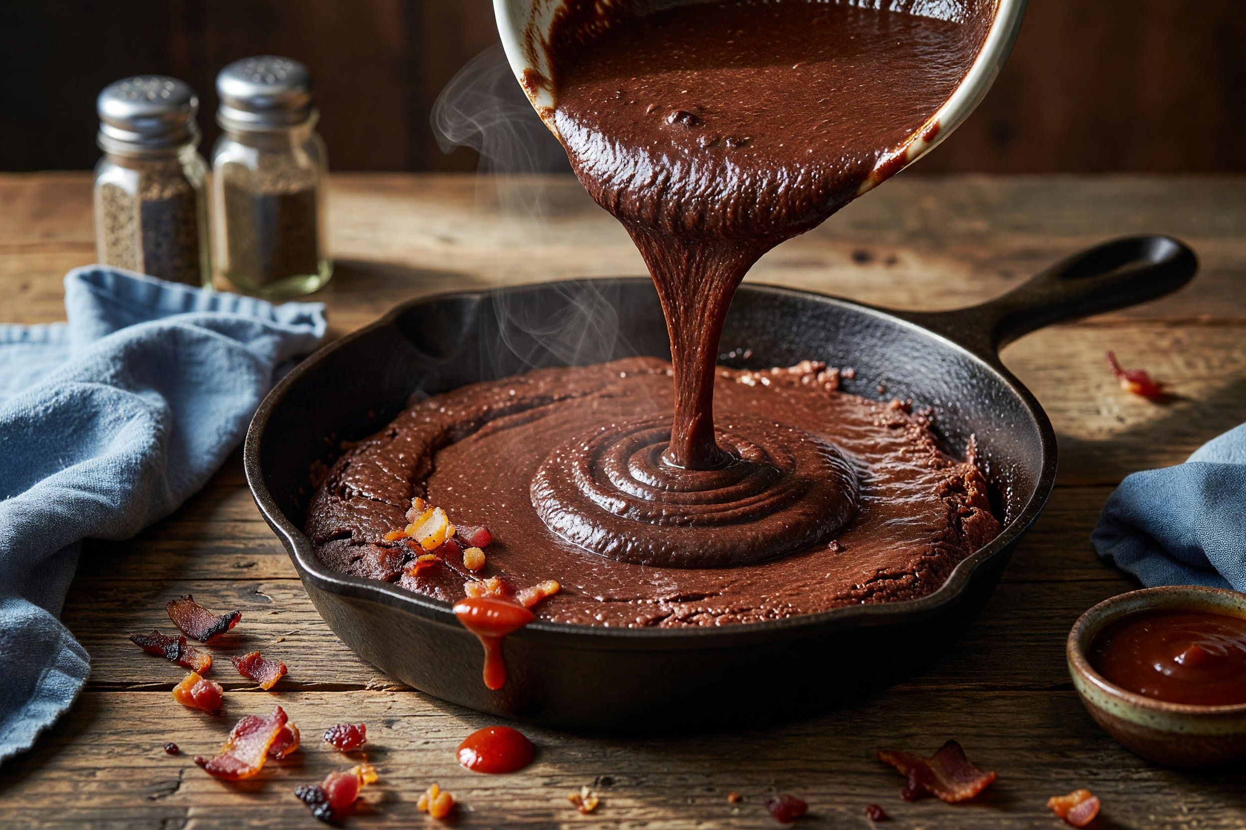 Pour the batter into the prepared pan (it'll be thick - that's ok) and use a spa while preparing Best Homemade Brownies