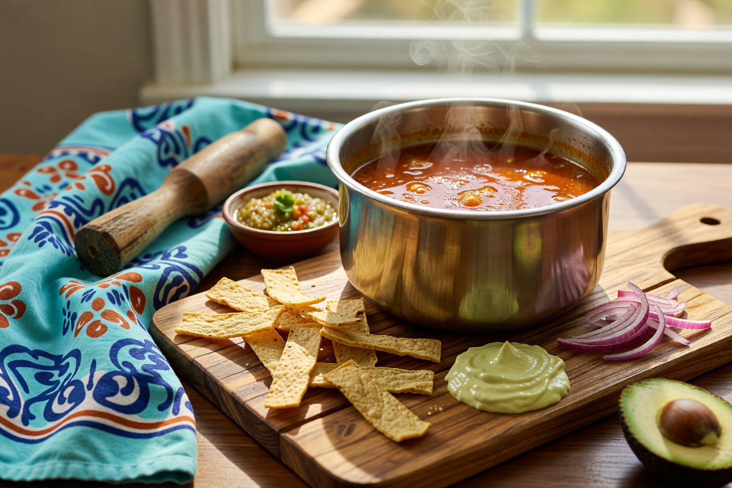 Cut the tortillas into small strips while preparing Instant Pot Sweet Potato Tortilla Soup