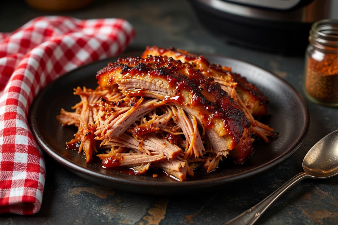 Instant Pot pulled pork piled high — smoky, saucy, and ready for the table.
