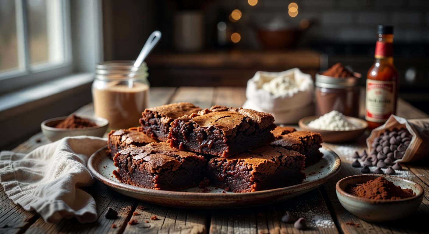 Fudgy homemade brownies with crackly tops and crispy edges — straight from a warm oven and worth every minute.