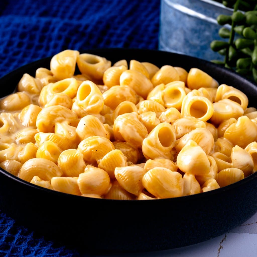 The creamiest stovetop mac & cheese — rich, golden sauce coating every noodle.